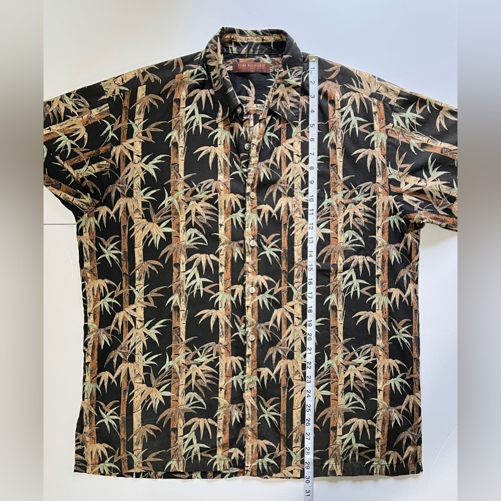 Vintage Tori Richard Short Sleeve Button Down Shirt Men's Large Bamboo Print - Picture 7 of 10